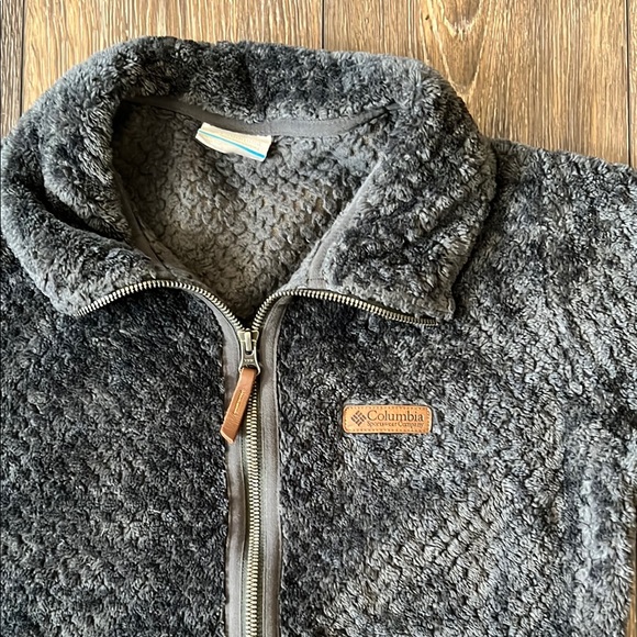 Columbia Jacket Women’s Charcoal Gray Fuzzy Full Zip Athleisure, Size Medium - Picture 2 of 14